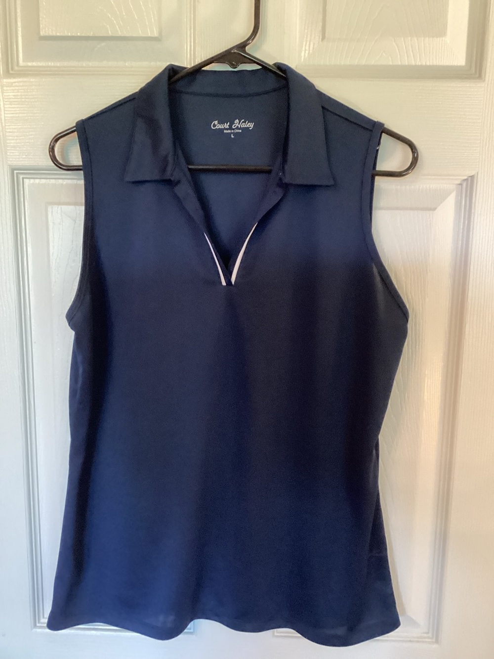 Sleeveless Navy Polo Top